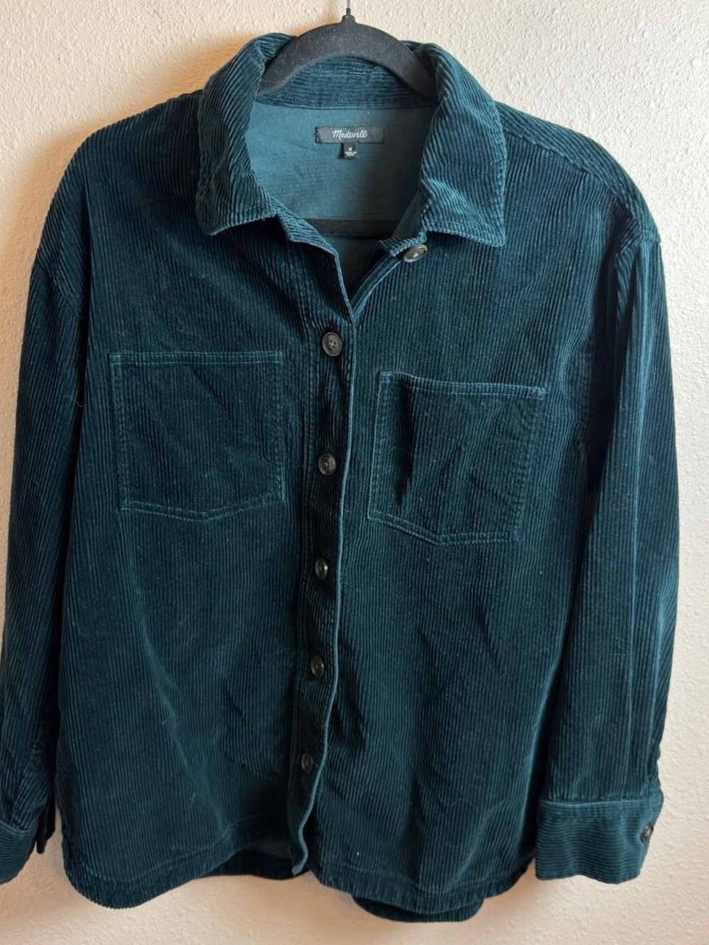Madewell Deep Teal Corduroy Button-Front Jacket